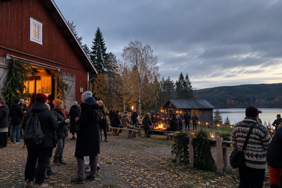 A visual interpretation of Kekri, Finland’s traditional harvest celebration. Inspired by the autumn landscapes of North Karelia, the image captures the warmth of community gatherings, seasonal food, firelight, and the transition from autumn into winter.